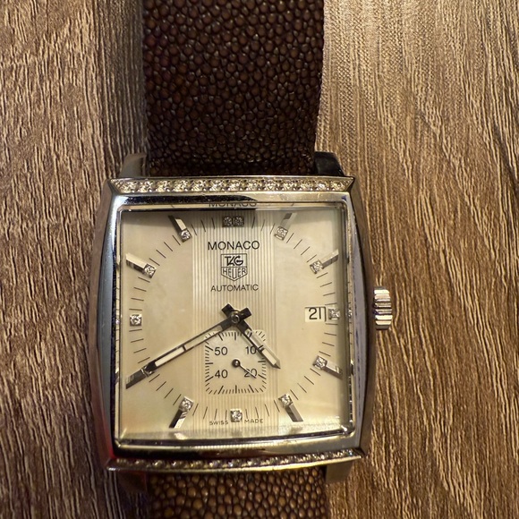 TAG Heuer Monaco with Brown Strap and Silver Face main image 8